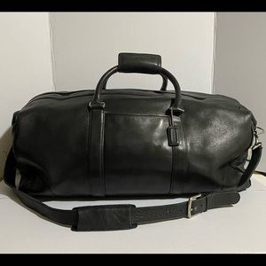 Coach vintage black leather duffel bag
